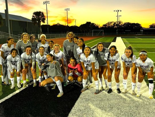 The Bastrop High School girls varsity soccer team happily poses together Friday, Jan. 12 following the Lady Bears’ dominant 7-0 victory over TMI Episcopal at the Gulf Coast Classic tournament hosted by Rockport-Fulton High School. Photo courtesy of Bastrop ISD