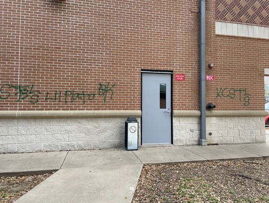 Elgin Public Library was recently vandalized with this graffiti.   Courtesy photo