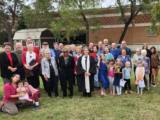 First Presbyterian Church of Elgin’s congregation standing in the footprint of its new building to be grant funded with help from Bastrop County. Courtesy photo