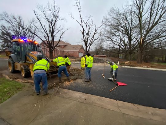 Elgin city workers help clear debris in the wake of Winter Storm Mara, which caused damage Jan. 31-Feb. 3. Courtesy photo / City of Elgin