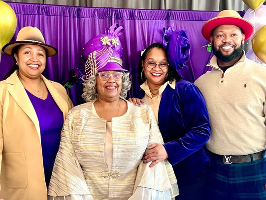 Pictured with Gwen Johnson (second from left) are her children, LaHoma Johnson, M. Jai Johnson and Jacqueline Johnson.   Photo by Brianna Johnson  