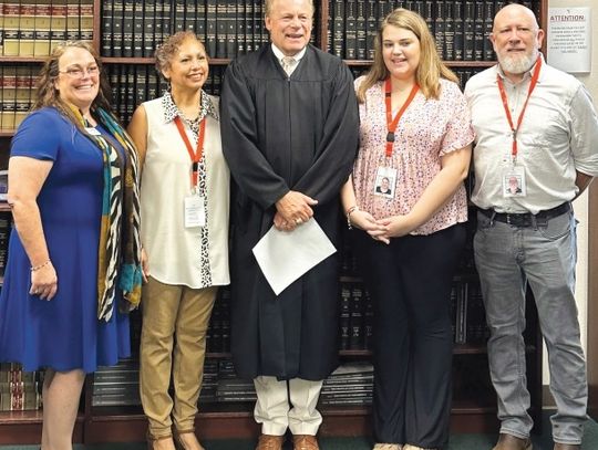 Brandy Martin, Esther Montoya, Judge Benton Eskew, Sabrina Bass and Chris Ligon, now part of the CASA family. Photo courtesy of Rita Coduto