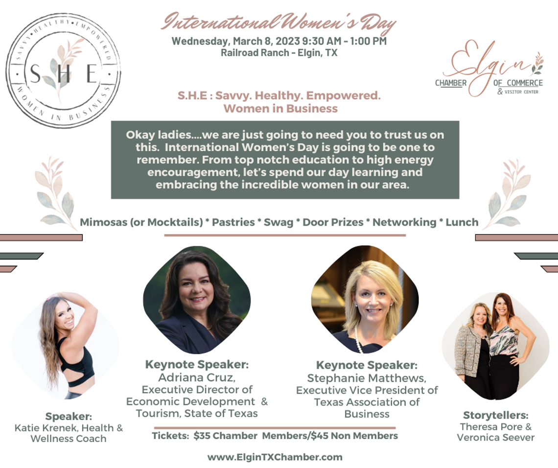 The SHE: Women in Business event is set to take place March 8 in honor of International Women’s Day. Photo courtesy of Veronica Seever