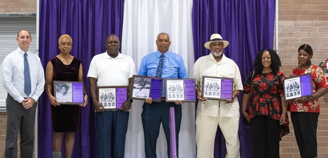 The Elgin Athletic Hall of Honor inducted its Class of 2023 as Pamela Fowler, Shifton Baker, Charles Perkins and Edwin Price all attended the ceremony. Weldon Vincent was represented by his daughters Danielle Collins and Ester Vincent. Photo courtesy of Jens Anderson