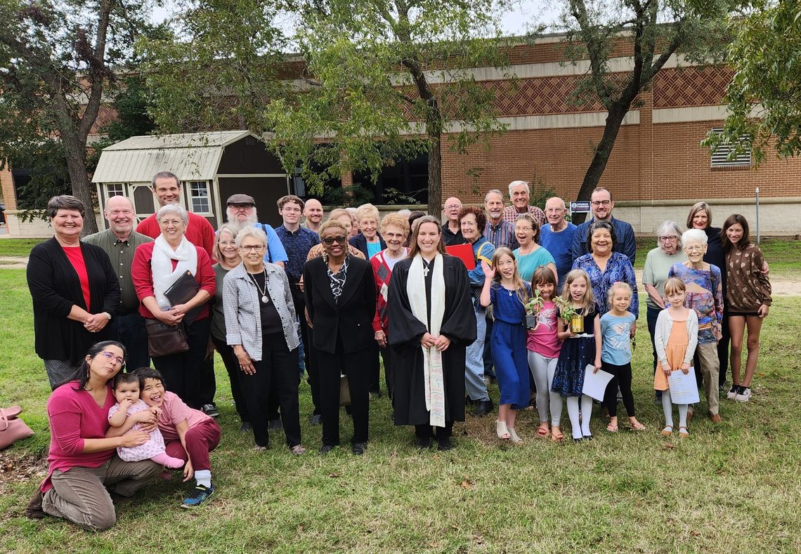 First Presbyterian Church of Elgin’s congregation standing in the footprint of its new building to be grant funded with help from Bastrop County. Courtesy photo