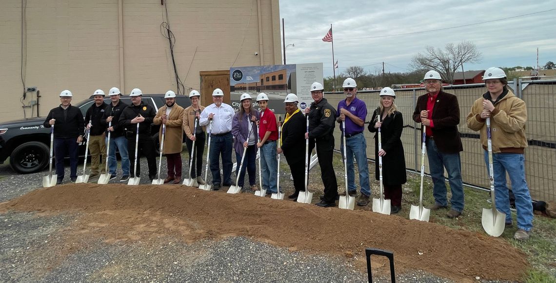 Elgin officials and city leaders break ground at the site of the new planned police station March 20. Pictured are, from left, Jaime Palomo, Michael Gonzalez, Beau Perry, Aaron Crim, Arthur Gibson, Joy Casnovsky, Forrest Dennis, Sue Brashar, Skyler Maldonado, Mayor Theresa McShan, Chris No...