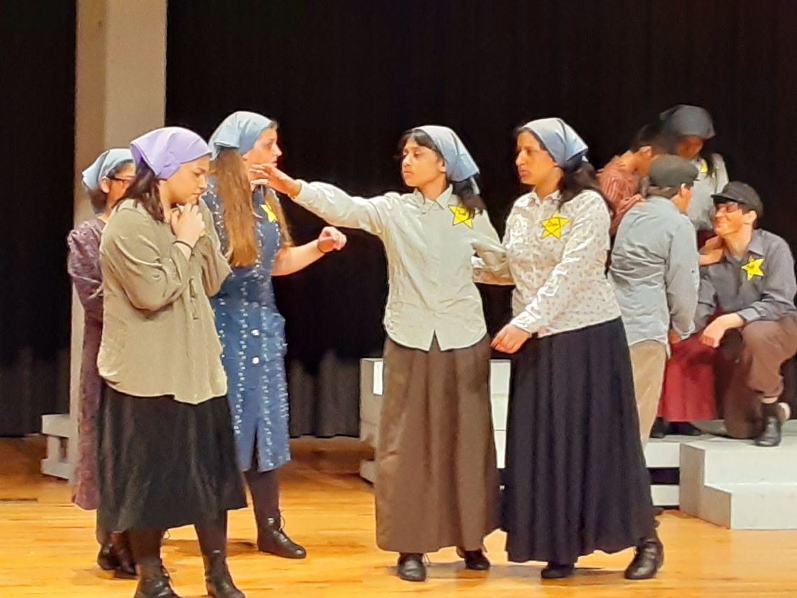 Elgin Middle School theatre actors perform “I Never Saw Another Butterfly,” by Celeste Raspanti, during the One Act Play Festival at the Bastrop Performing Arts Center April 6. Pictured are Caylee Quiroga, Hailey Hill, Ariana Verda and Rebecca Alvarado. Courtesy photo