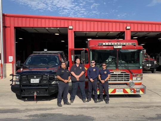 North Bastrop County Fire Rescue welcomes (pictured) Fire Chief Marco Martinez and full-time employees Tim Neely, Hunter Johnson and Daniel Lopez to the department Dec. 7, 2022, in Elgin. Facebook / North Bastrop County Fire Rescue