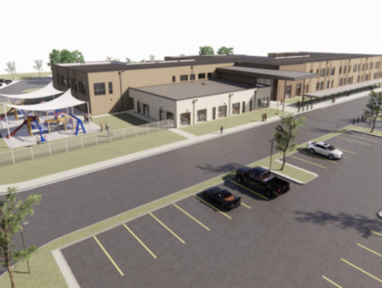 This rendering shows what Harvest Ridge Elementary School is expected to look like from above.  Courtesy graphic