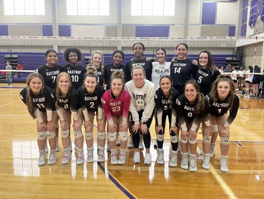 The Bastrop High School volleyball program happily poses for a photo together on July 20 during the final day of the Lady Bears’ team camp held at Regents School of Austin. Photo courtesy of Morgan Rollins