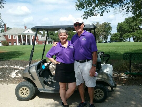 Mimi Klemm and Johnny Klemm happily pose together as volunteers during the second annual Relay For Life of Elgin Golf Tournament. Photo courtesy of Ruth Hyatt