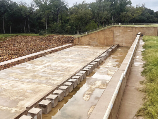 Renditions have prepared the spillway to handle whatever rain may come its way. Photo by Niko Demetriou