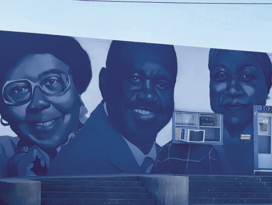 Harvey Westbrook, Annie Lee Haywood, S. H. McShan, Dorothy McCarther and Monty Joe Thomas depicted in detail for all of Elgin to see. Photo by Niko Demetriou