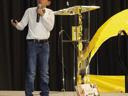 Young entrepreneur Duane Shaw at the Bastrop Chamber of Commerce Luncheon, sharing how Lemonade Day has motivated him into growing his own sweet empire. Photo courtesy Bastrop Chamber of Commerce